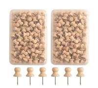 140 agujas de madera para tablón de anuncios, chinchetas con caja de almacenamiento, chinchetas cabeza de madera para pared de corcho, fotos, mapas, alfileres para oficina, escuela, hogar, alfileres