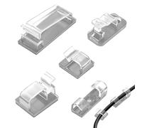 140 clips de cable autoadhesivos, 20 Grandes + 30 Medianas + 30 Pequeñas + 30 Clip Tipo R + 30 Canaletas Dobles, Organizadores de Cables Transparentes para Interior/Exterior (Oficina, Hogar, Auto)