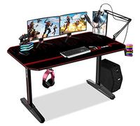 140 cm Mesa Gaming Desk, Mesa de Juegos electrónicos, Ergonómica Grande PC Gaming Escritorios, T Forma estación de Trabajo para PC, Escritorio para Juegos en casa, Oficina para Juegos, 140x60x75 cm