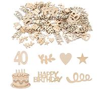 140 confeti de madera para 40 cumpleaños, decoración de mesa número 40, 2 - 6,5 cm, decoración de fiesta para mujer y hombre, decoración de aniversario y cumpleaños
