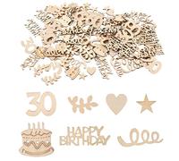 140 confeti de madera para decoración de 30 cumpleaños, 2 - 6,5 cm, número 30, decoración de mesa para hombres y mujeres, decoración de fiesta de 30 cumpleaños y celebración de aniversario