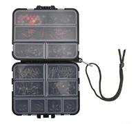 140 cuentas giratorias transparentes para pivotes con pasadores de aparejos de pesca a presión de paso central - Caja de almacenamiento portátil (19 x 9,5 x 3,5 cm)