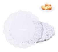 140 Hojas Papel de Encaje Blanco Redondo Tapetes de Papel, papel de arroz comestible, papel arroz comestible, para Tarta, Pastel, Postre, Cupcake, Bocadillos, Pizza, Rosquilla, Cookies(21.5cm).