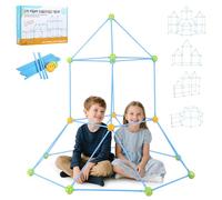 140 Kit de construcción de fuerte para niños, rompecabezas de bricolaje, casa de juguete, construye tu cabaña, bricolaje, construcción de castillos, túneles regalo para niños niña edad 5+, interior y