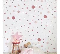 140 pegatinas de pared para habitación infantil, diseño de lunares, para niñas y niños, color rosa pastel