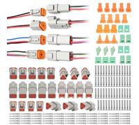 140 piezas de conectores alemanes para vehículos: TOATELU Juego de conectores DT de 2/3/4/6 polos, conector eléctrico impermeable para automóvil de la serie DT, conector alemán para vehículos para