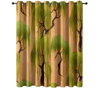 140An x 290Al cm Cortinas Opacas con Ojales, Ilustración Japonesa Sauce Llorón Gotas Cortinas Termicas Aislantes Frio y Calor Opacas Dormitorio 2 Piezas - Naranja para habitación de niños
