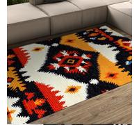 140x200 Alfombras Bohemias para salón Dormitorio Lavable Alfombra de Pelo bajo Suave y étnica Tribal Granja Antideslizante Aztecas Comedor Cocina Oficina apartamento residencia