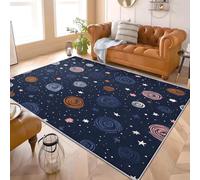 140x200 cm Alfombras Antideslizante y Lavable a Máquina Tema RomáNtico Y Estelar. Alfombras Modernas Suave Esponjoso Impresión Azul Oscuro Para Dormitorio Habitación Infantil Oficina Sala de Estar