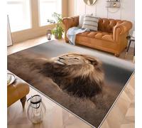 140x200 cm Alfombras Dormitorio Primer Plano De Un Animal, Un LeóN. Sin Despren dimiento Moderna, Suave y Esponjosa Alfombra MarróN Antideslizante Lavable, ideal para salón, Dormitorio o pasillo