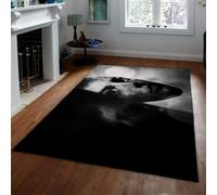 140x200cm Alfombra lavable con rostro femenino abstracto blanco y negro