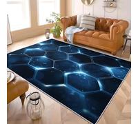 140x200cm Alfombras Antideslizante y Lavable a Máquina GeometríA De Panal De Ciencia FiccióN Alfombras Modernas Suave Esponjoso Impresión Azul Para Dormitorio Habitación Infantil Oficina Sala de Estar