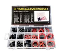 141 Piezas Kit de Juntas Arandela, 18 Diferentes Juntas Tóricas de Goma et Fibra, Tamaños Del Grifo Lavadora Surtidos Arandela Plana, Sellado O Ring Con Box para Manguera, Plomería y Grifos