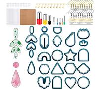 142 Pcs Full Polymer Clay Jewelry Crafting Set con Clay Cutters Pendientes Accesorios (142 piezas de cortador de plástico polaco de)