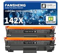142X 1420X 【con Chip】 Cartucho de tóner 142A W1420A Compatible con HP para impresoras LaserJet MFP M140w M110w M139w / MFP M110 M139 M140 2000 páginas 142A 1420A W1420A W142A (2 Negro)