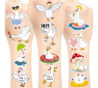 144 calcomanías de tatuajes temporales de ganso tonto, suministros divertidos de ganso tonto, decoraciones de fiesta de cumpleaños, regalos para niños y niñas, recompensas de aula, 24 hojas