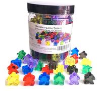 144 fichas de juego Meeples, accesorios de juego de mesa, peones de juego de mesa multicolor con caja portátil (translúcido, 6 colores)