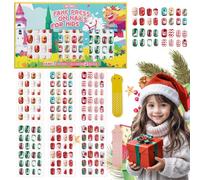 144 uñas postizas de Navidad para niños, prepegadas, de cobertura completa, para niños y niñas, kit de uñas acrílicas a presión, regalo para niñas, decoración de Navidad (Navidad)