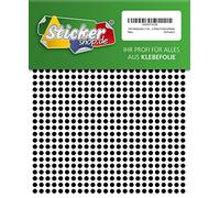 1440 pastilles adhésives, 5 mm, noir, en film PVC, Résistant aux intempéries, repères Cercles points autocollants