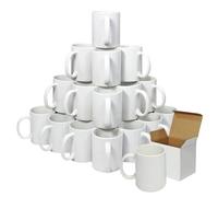 1440 Tazas Sublimación 325ml/11oz | Cerámica AAA c/Cajas Individuales | Acabado Blanco Brillante p/Impresión con Planchas Térmicas | Aptas Lavavajillas-Microondas | Perfectas Producción a Gran Escala