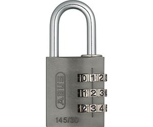145/30 titanio B/DFNLIESPP | Candado de aluminio ligero para taquillas y maletas, cuerpo resistente a la corrosión y arco con resorte personalizable