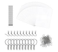 145 Pieces Plástico Magico Kit, 20 Hojas en Blanco Shrink Plastic, Papel Magico Horno con Lazo Abierto, Llavero, Cadena de Cuentas y Gancho para La Oreja Plastico Retractil para Manualidades DIY