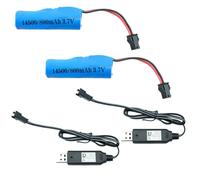 14500 - 2x 3,7V 800mAh LI-ION + USB Cable de carga, SM-2P Conector Hbx