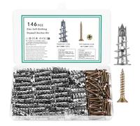 146 Pcs M4 Tacos con Tornillos Autoperforantes, Tornillos y Tacos para Placas de Yeso Autoperforantes para Fijación en Placas de Yeso Hormigón Ladrillo