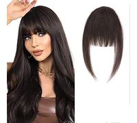 14cm Flequillo Postizo Ligero Pelo Natural Clip de Estilo Francés #2 Castaño Oscuro (14g)