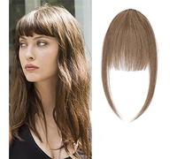 14cm SEGO Flequillo Postizo Ligero Pelo Natural Clip de Estilo Francés [#6 Castaño Claro] Extensiones de Cabello Humano Remy Human Hair Clip in Bangs Fringe (14g)