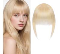 14cm SEGO Flequillo Postizo Ligero Pelo Natural Clip de Estilo Francés [#613 Blanqueador Rubio] Extensiones de Cabello Humano Una Pieza Invisible (14g)
