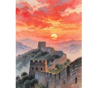 14CT Kit De Punto De Cruz Para Adultos Principiantes Paisaje De La Gran Muralla En Acuarela Completa Impreso Diy Con Hilos Y Tela Para Niños O Adultos Principiantes Estampados Mano Hacer 40x50cm