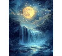 14CT Kit Punto De Cruz Con Hilos Y Tela Paisaje De Cascada，Bosque Y Montaña De Anime Kit De Bordado Para Principiantes Adultos Diy Punto De Cruz Conjunto De Punto De Cruz Decoración Del 40x50cm