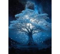 14CT Kit Punto De Cruz Preimpreso Paisaje De Árboles En El Cielo Estrellado Kit De Inicio De Punto De Cruz Para Adultos Kits De Punto De Cruz Diy Patrones De Bordado Decoración Del Hogar 60x80cm