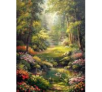 14CT Kits Estampados De Punto De Cruz Paisaje De Bosque De Fantasía Kits De Punto De Cruz Para Principiantes O Adultos,Diy Fácil Contado Costura Conjunto De Bordado Decoración Del Hogar 50x70cm