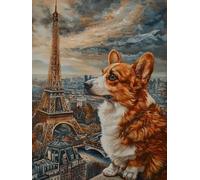 14CT Punto De Cruz Principiantes Kit De Punto De Cruz De Animales Corgi Fantasy Dog Fantasy Dog Preimpreso Tela Punto De Cruz Diy Art Needlecrafts Kits De Bordado Para Adultos Principiante 40x50cm