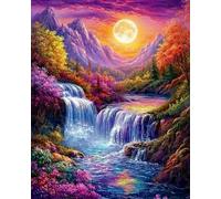 14CT Punto De Cruz Principiantes Paisaje De Bosque De Montaña De Cuento De Hadas De Fantasía Kits De Punto De Cruz Para Principiantes O Adultos,Diy Fácil Contado Costura Conjunto De Borda 50x70cm