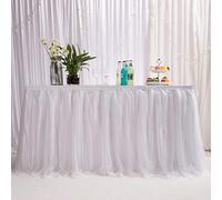 MYMM 14ft / 426cm Blanco Falda de la Tabla,Gasa romántica del Escritorio de Tulle tutú,decoración de la Tabla, Boda, cumpleaños, Partido, Barra, Baile de Fin de Curso
