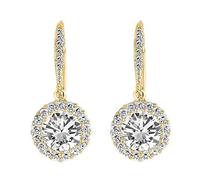 14k Full of Zirconium Earrings Round Peridot Gemstone Topaz Garnet Jewelry For Women Drop Earring