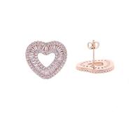 14k Gold Heart Design Pendientes para mujeres con pernos de moissanite rectangulares pavé: agregue un toque de elegancia a su aspecto, adecuado para un regalo de cumpleaños