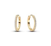 14k Gold-Plated Hoop Earrings with Clear Cubic Zirconia, 16 mm
