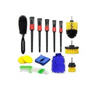 14pcs Auto Car Boars Hair Detailing Brushes And Drill Brush Attachment Kit