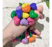 14PCS Ball Charm Hair Ties for Little Girls, Double Heart Bead Rubber Band, No Damage Ponytail Holders for Toddler GirlsHeart