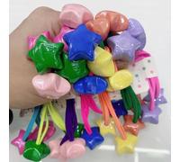 14PCS Ball Charm Hair Ties for Little Girls, Double Heart Bead Rubber Band, No Damage Ponytail Holders for Toddler GirlsStar