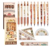 14PCS Capybara Boligrafos Borrable Azul Gobernante Capibara Papeleria Set