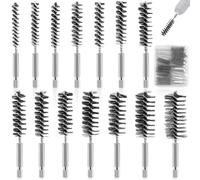 14Pcs Cepillos Alambre Taladro con Barra Hexagonal & Caja Almacenamiento, Cepillo Cilíndrico 1/4 Pulgadas 8-25mm, Cepillo Limpieza Tubo Perforados Acero Inoxidable Mangos Metal para Maquinaria, Puli