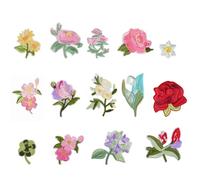 14pcs Parches Bordados de Flores Termoadhesivos de Poliéster, 14 Diseños Únicos de Flores, Aplicación Fácil sin Coser, para Decorar & Reparar Vaqueros Camisas Chaquetas Bolsos Gorras