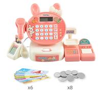 14pcs/set Children's Toy Supermarket Set Simulated Cashier with Automatic Drawer Sound Recognition Fun Play House Toys