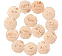 14pcs Tarjetas de Hitos de Madera Para Bebés, Jjuegos de Regalo Para Baby Shower y Recién Nacidos,un Regalo Original Para La Mujer Embarazada y El Recién Nacido