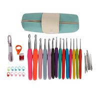 14PCs TPR Crochet Hooks Knitting Tool Sewing Parts Comfortable Crafts Weaving Gifts Set for DIY Enthusiasts and Housewives with 14 Color Silicone Crochet Hooks Tape Measure Nail